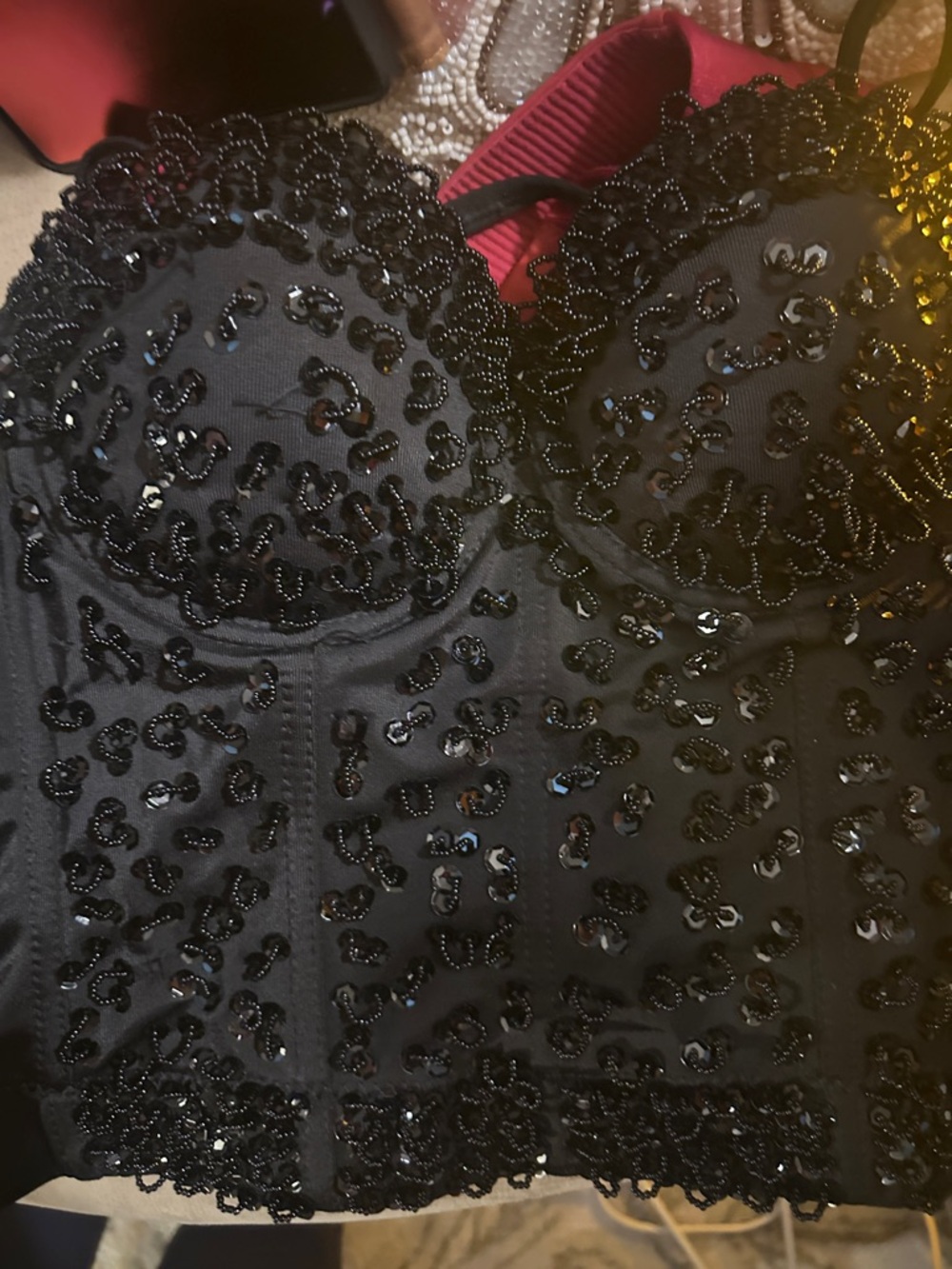 Black Beaded Strapless Bustier Camisole - Picture 4 of 4